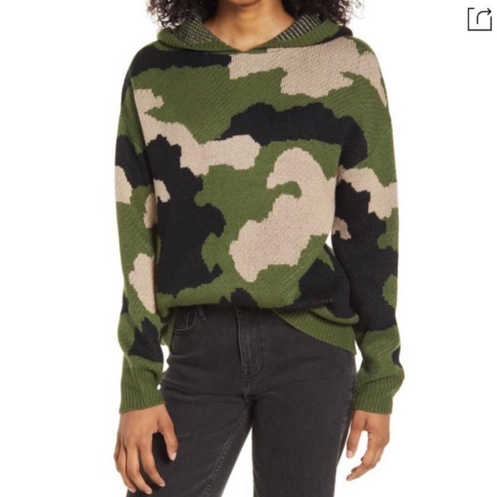 New Cotton Emporium Camo Hooded Sweater